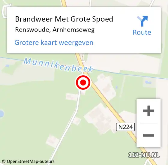 Locatie op kaart van de 112 melding: Brandweer Met Grote Spoed Naar Renswoude, Arnhemseweg op 22 september 2022 17:31