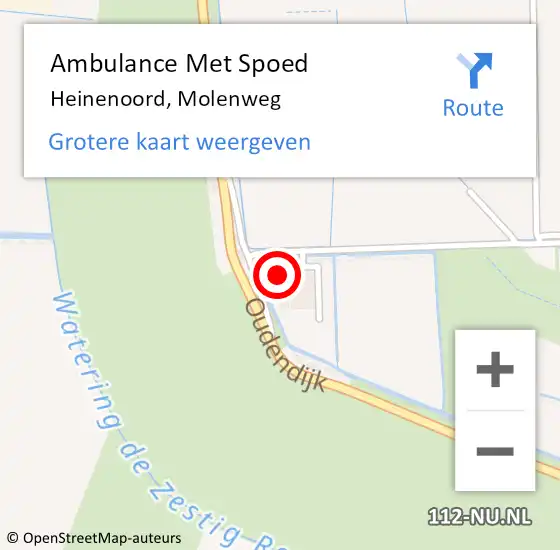 Locatie op kaart van de 112 melding: Ambulance Met Spoed Naar Heinenoord, Molenweg op 22 september 2022 17:51