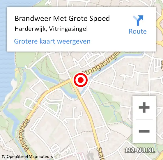 Locatie op kaart van de 112 melding: Brandweer Met Grote Spoed Naar Harderwijk, Vitringasingel op 22 september 2022 17:51