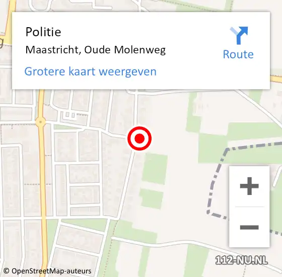 Locatie op kaart van de 112 melding: Politie Maastricht, Oude Molenweg op 22 september 2022 17:55