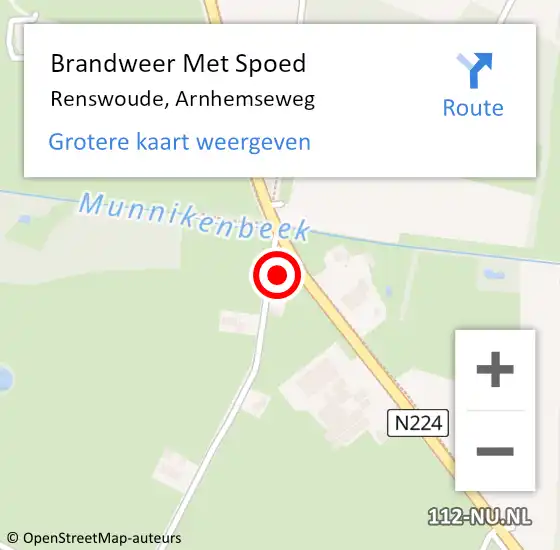 Locatie op kaart van de 112 melding: Brandweer Met Spoed Naar Renswoude, Arnhemseweg op 22 september 2022 18:04