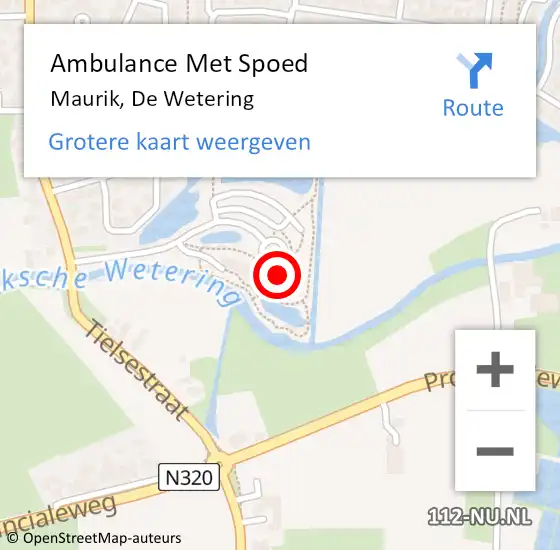 Locatie op kaart van de 112 melding: Ambulance Met Spoed Naar Maurik, De Wetering op 22 september 2022 18:10