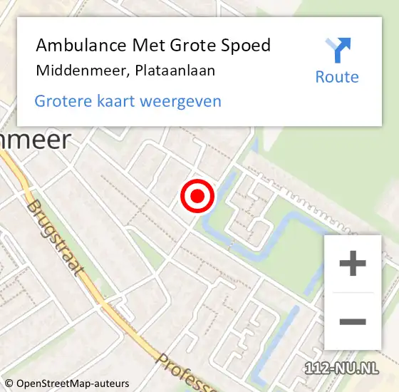 Locatie op kaart van de 112 melding: Ambulance Met Grote Spoed Naar Middenmeer, Plataanlaan op 22 september 2022 18:16