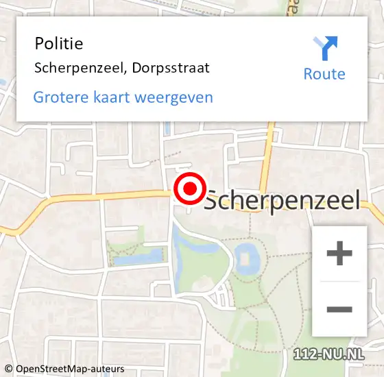 Locatie op kaart van de 112 melding: Politie Scherpenzeel, Dorpsstraat op 22 september 2022 18:16