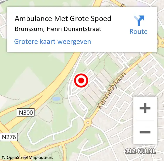 Locatie op kaart van de 112 melding: Ambulance Met Grote Spoed Naar Brunssum, Henri Dunantstraat op 22 september 2022 18:25