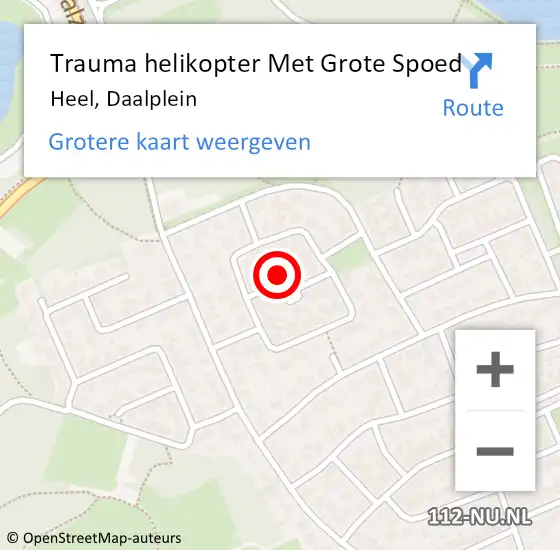 Locatie op kaart van de 112 melding: Trauma helikopter Met Grote Spoed Naar Heel, Daalplein op 22 september 2022 18:38