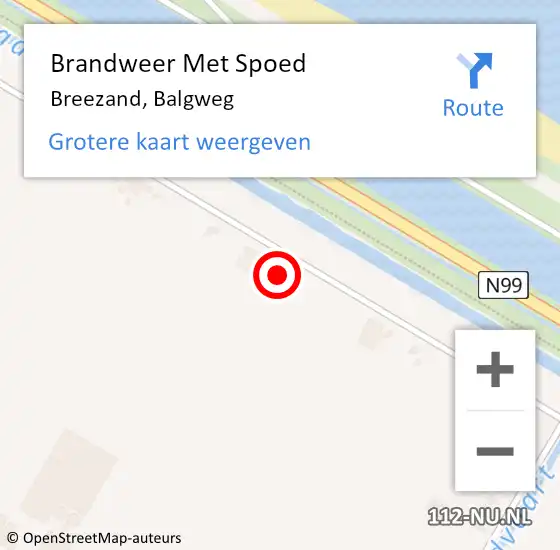 Locatie op kaart van de 112 melding: Brandweer Met Spoed Naar Breezand, Balgweg op 22 september 2022 18:39