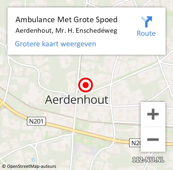 Locatie op kaart van de 112 melding: Ambulance Met Grote Spoed Naar Aerdenhout, Mr. H. Enschedéweg op 22 september 2022 18:58