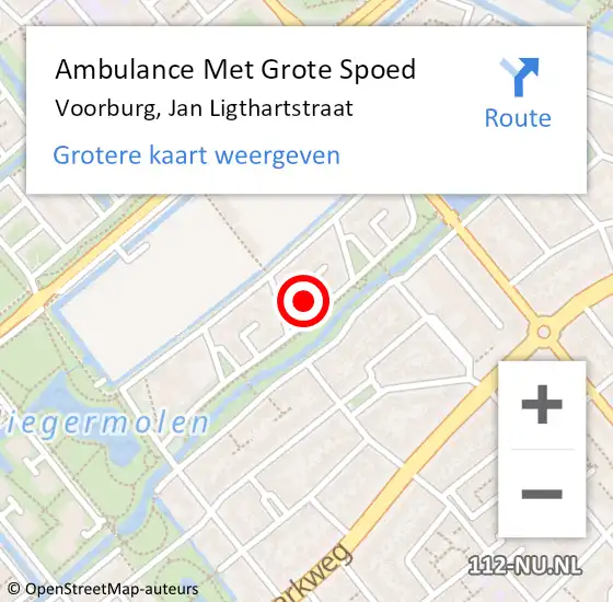 Locatie op kaart van de 112 melding: Ambulance Met Grote Spoed Naar Voorburg, Jan Ligthartstraat op 22 september 2022 18:58