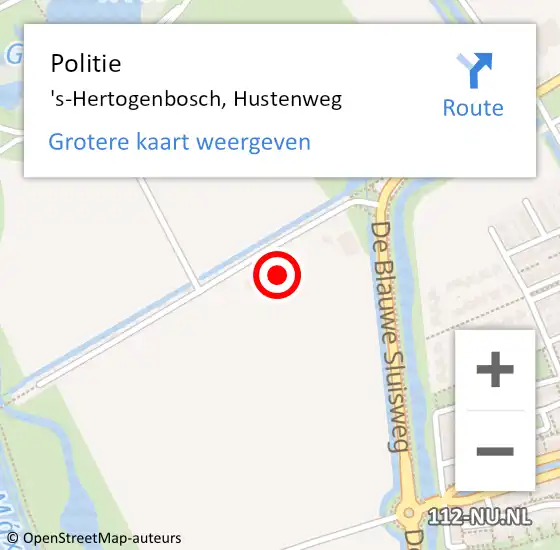 Locatie op kaart van de 112 melding: Politie 's-Hertogenbosch, Hustenweg op 22 september 2022 19:08