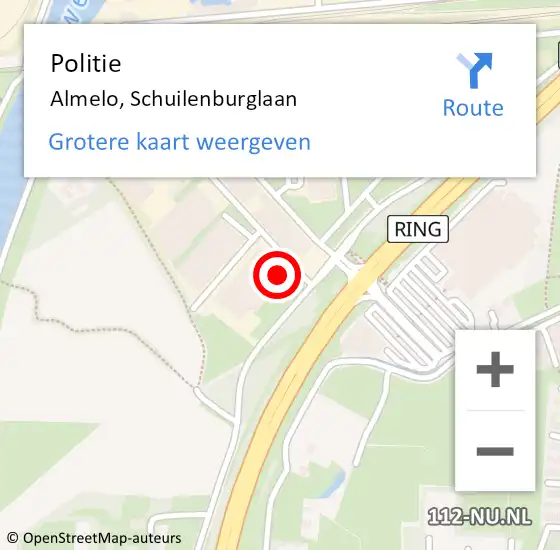 Locatie op kaart van de 112 melding: Politie Almelo, Schuilenburglaan op 22 september 2022 19:10