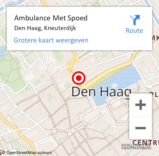 Locatie op kaart van de 112 melding: Ambulance Met Spoed Naar Den Haag, Kneuterdijk op 22 september 2022 19:12