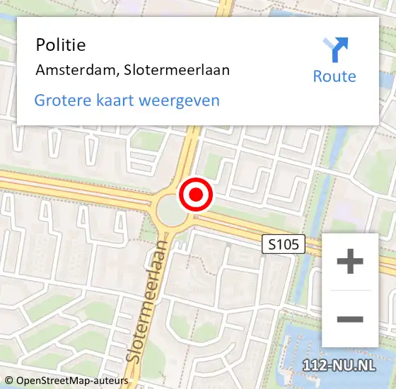 Locatie op kaart van de 112 melding: Politie Amsterdam, Slotermeerlaan op 22 september 2022 19:13