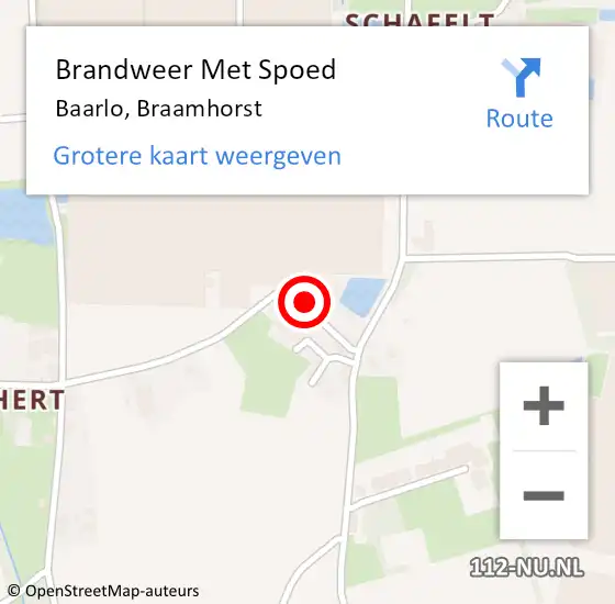 Locatie op kaart van de 112 melding: Brandweer Met Spoed Naar Baarlo, Braamhorst op 22 september 2022 19:33