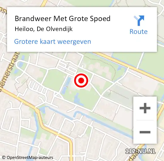 Locatie op kaart van de 112 melding: Brandweer Met Grote Spoed Naar Heiloo, De Olvendijk op 30 juli 2014 08:02