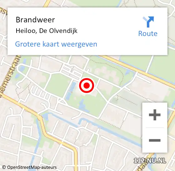 Locatie op kaart van de 112 melding: Brandweer Heiloo, De Olvendijk op 30 juli 2014 08:05