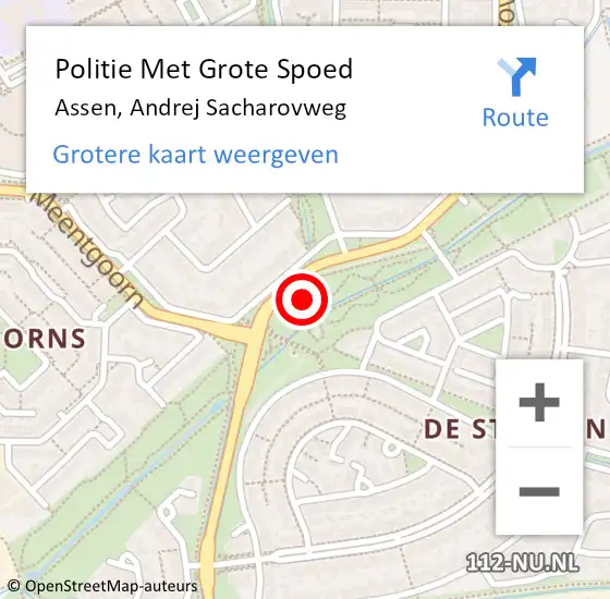 Locatie op kaart van de 112 melding: Politie Met Grote Spoed Naar Assen, Andrej Sacharovweg op 22 september 2022 20:33