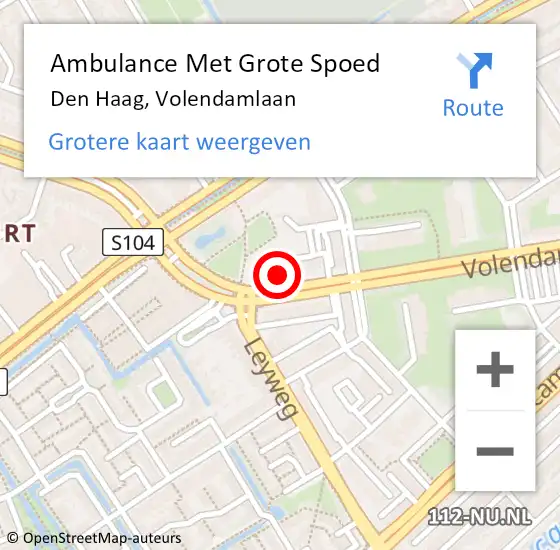 Locatie op kaart van de 112 melding: Ambulance Met Grote Spoed Naar Den Haag, Volendamlaan op 22 september 2022 20:35