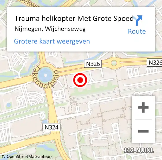 Locatie op kaart van de 112 melding: Trauma helikopter Met Grote Spoed Naar Nijmegen, Wijchenseweg op 22 september 2022 20:43