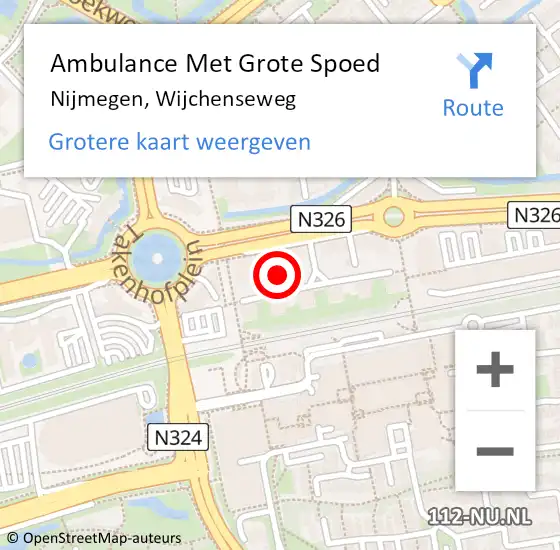 Locatie op kaart van de 112 melding: Ambulance Met Grote Spoed Naar Nijmegen, Wijchenseweg op 22 september 2022 20:45