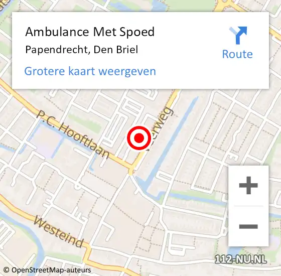 Locatie op kaart van de 112 melding: Ambulance Met Spoed Naar Papendrecht, Den Briel op 22 september 2022 20:49