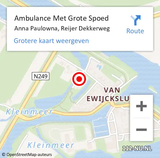 Locatie op kaart van de 112 melding: Ambulance Met Grote Spoed Naar Anna Paulowna, Reijer Dekkerweg op 22 september 2022 21:19