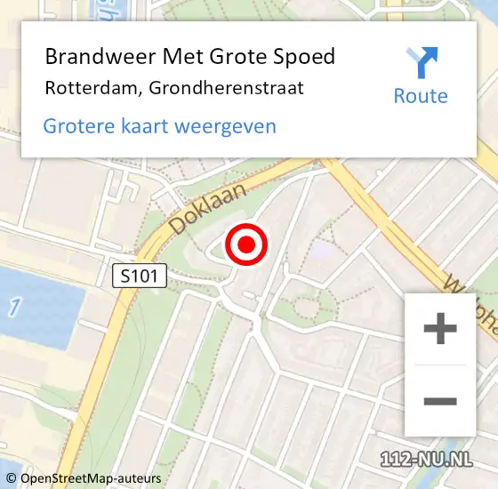 Locatie op kaart van de 112 melding: Brandweer Met Grote Spoed Naar Rotterdam, Grondherenstraat op 22 september 2022 21:25