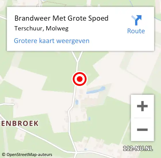 Locatie op kaart van de 112 melding: Brandweer Met Grote Spoed Naar Terschuur, Molweg op 22 september 2022 21:47