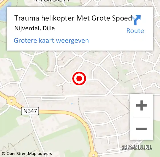 Locatie op kaart van de 112 melding: Trauma helikopter Met Grote Spoed Naar Nijverdal, Dille op 22 september 2022 21:49