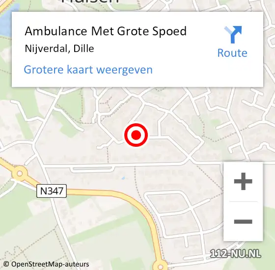Locatie op kaart van de 112 melding: Ambulance Met Grote Spoed Naar Nijverdal, Dille op 22 september 2022 21:49