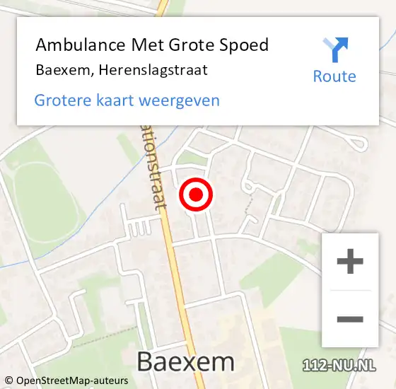 Locatie op kaart van de 112 melding: Ambulance Met Grote Spoed Naar Baexem, Herenslagstraat op 22 september 2022 22:07