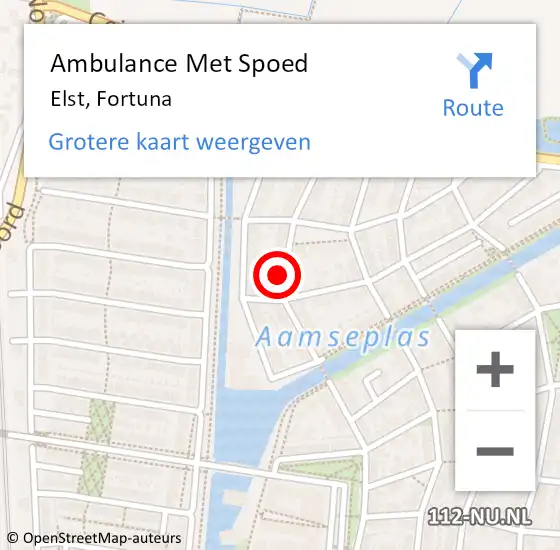 Locatie op kaart van de 112 melding: Ambulance Met Spoed Naar Elst, Fortuna op 22 september 2022 22:18
