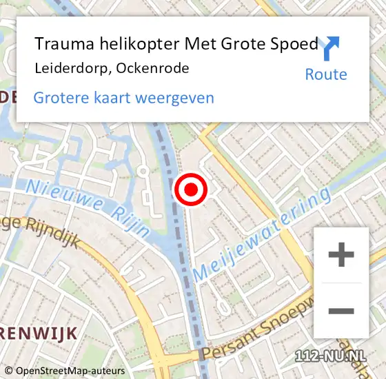 Locatie op kaart van de 112 melding: Trauma helikopter Met Grote Spoed Naar Leiderdorp, Ockenrode op 22 september 2022 22:37