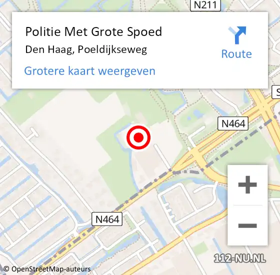 Locatie op kaart van de 112 melding: Politie Met Grote Spoed Naar Den Haag, Poeldijkseweg op 22 september 2022 23:17
