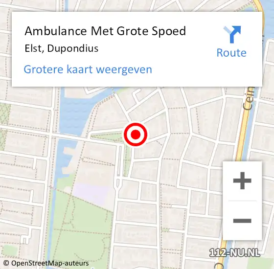 Locatie op kaart van de 112 melding: Ambulance Met Grote Spoed Naar Elst, Dupondius op 22 september 2022 23:44