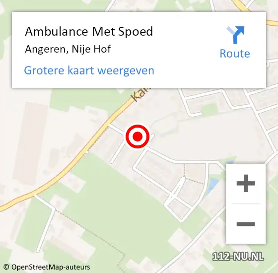 Locatie op kaart van de 112 melding: Ambulance Met Spoed Naar Angeren, Nije Hof op 23 september 2022 00:23