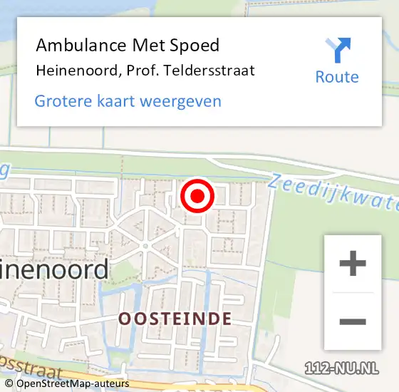 Locatie op kaart van de 112 melding: Ambulance Met Spoed Naar Heinenoord, Prof. Teldersstraat op 23 september 2022 01:18