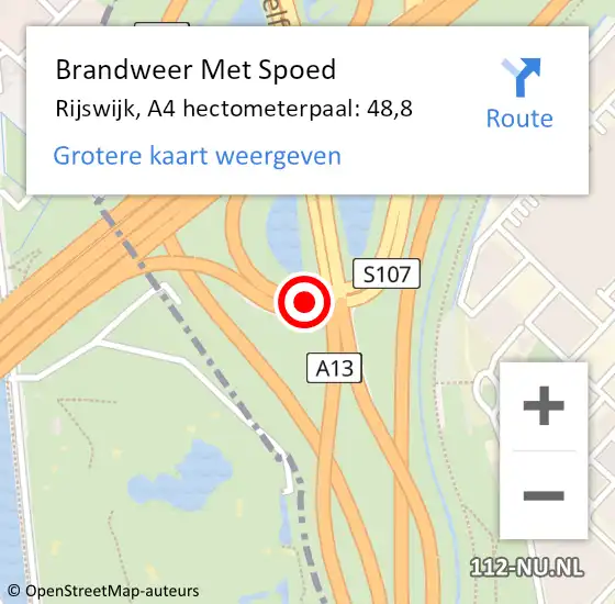 Locatie op kaart van de 112 melding: Brandweer Met Spoed Naar Den Haag, A4 hectometerpaal: 48,8 op 23 september 2022 01:43