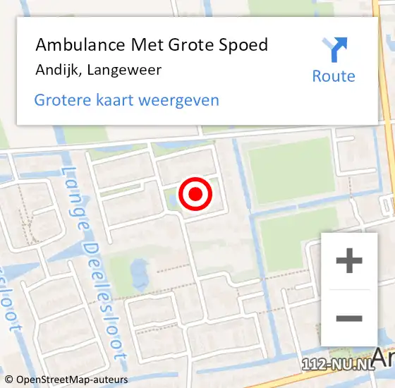 Locatie op kaart van de 112 melding: Ambulance Met Grote Spoed Naar Andijk, Langeweer op 23 september 2022 02:33