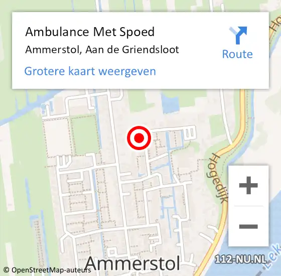 Locatie op kaart van de 112 melding: Ambulance Met Spoed Naar Ammerstol, Aan de Griendsloot op 23 september 2022 02:53