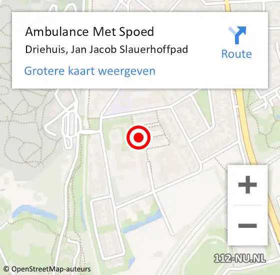 Locatie op kaart van de 112 melding: Ambulance Met Spoed Naar Driehuis, Jan Jacob Slauerhoffpad op 23 september 2022 03:02