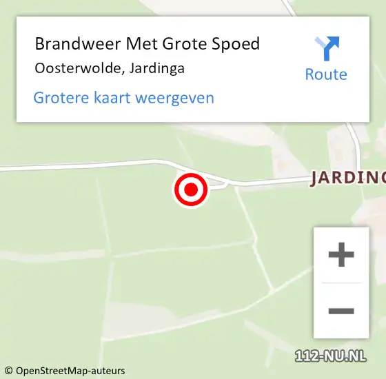 Locatie op kaart van de 112 melding: Brandweer Met Grote Spoed Naar Oosterwolde, Jardinga op 23 september 2022 03:02