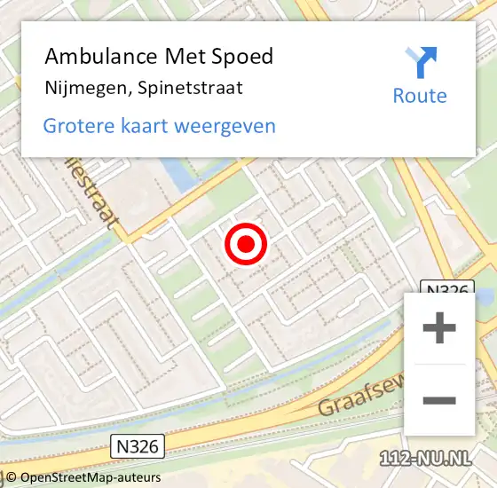 Locatie op kaart van de 112 melding: Ambulance Met Spoed Naar Nijmegen, Spinetstraat op 23 september 2022 03:11