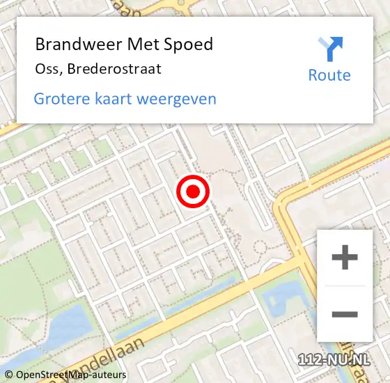 Locatie op kaart van de 112 melding: Brandweer Met Spoed Naar Oss, Brederostraat op 23 september 2022 03:20