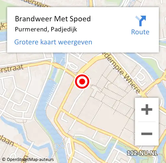 Locatie op kaart van de 112 melding: Brandweer Met Spoed Naar Purmerend, Padjedijk op 23 september 2022 03:35
