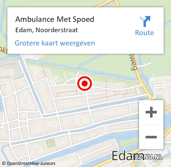Locatie op kaart van de 112 melding: Ambulance Met Spoed Naar Edam, Noorderstraat op 23 september 2022 03:44