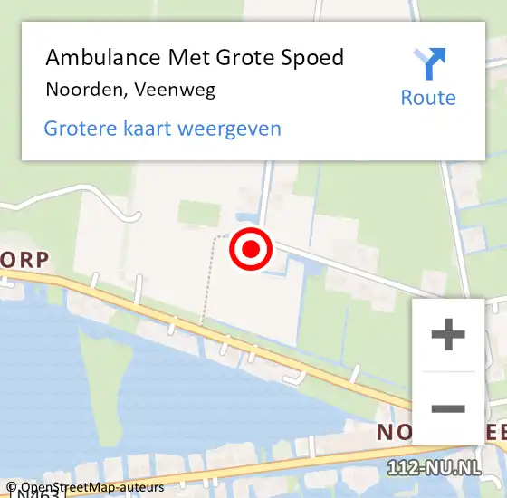 Locatie op kaart van de 112 melding: Ambulance Met Grote Spoed Naar Noorden, Veenweg op 23 september 2022 06:01