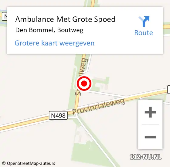 Locatie op kaart van de 112 melding: Ambulance Met Grote Spoed Naar Den Bommel, Boutweg op 23 september 2022 06:05