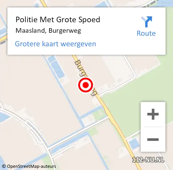 Locatie op kaart van de 112 melding: Politie Met Grote Spoed Naar Maasland, Burgerweg op 23 september 2022 06:59