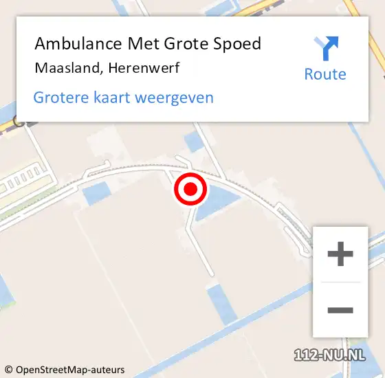 Locatie op kaart van de 112 melding: Ambulance Met Grote Spoed Naar Maasland, Herenwerf op 23 september 2022 07:06